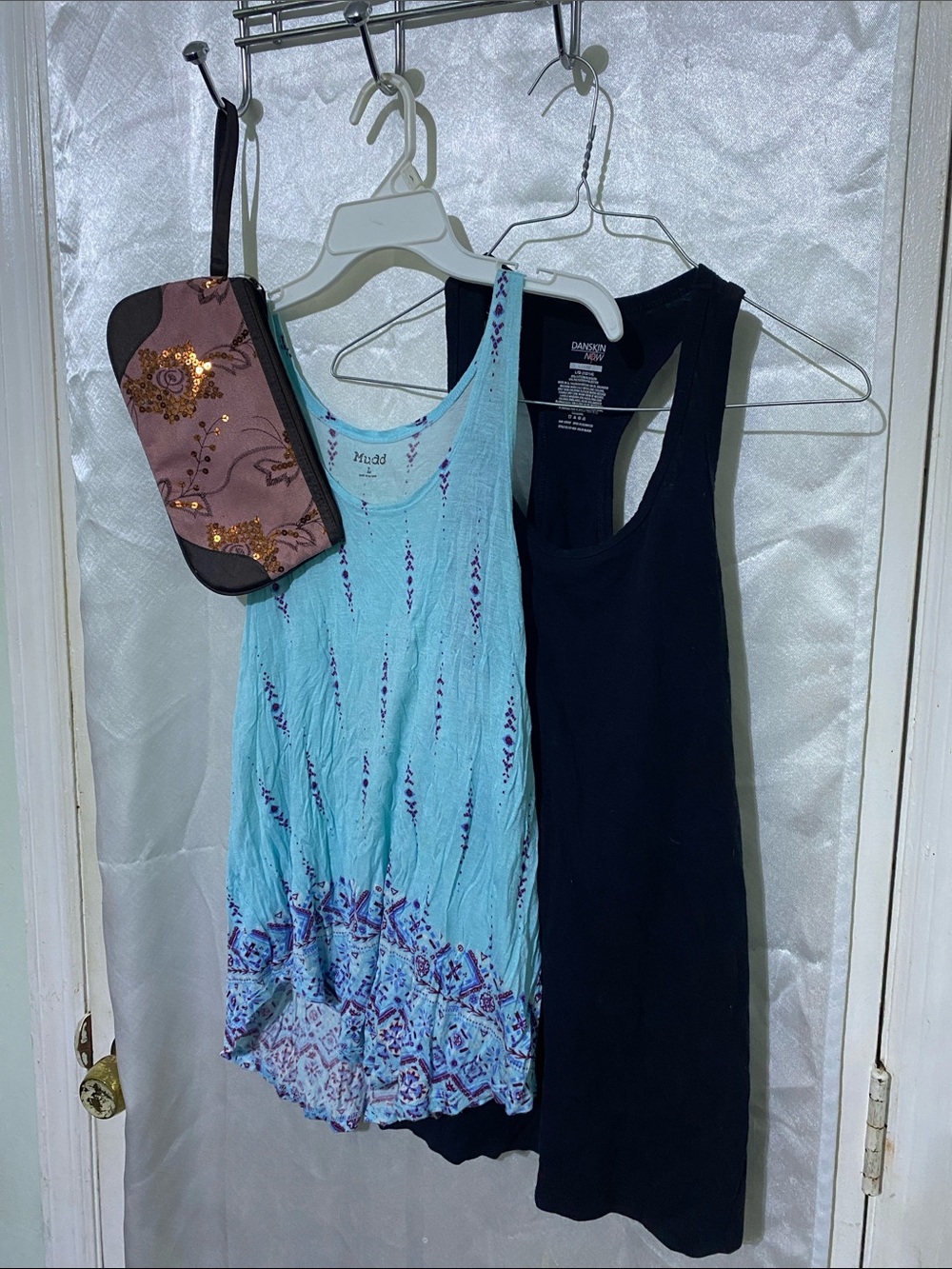 Women's Black and Aqua Patterned Sleep Tank Set Size L